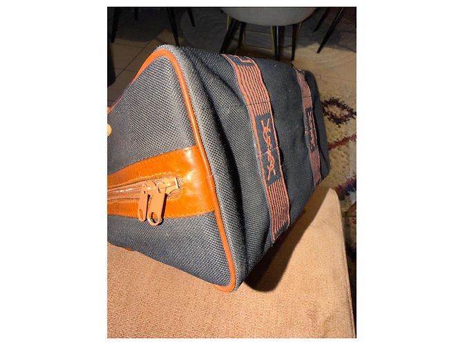 Borsa da viaggio Yves Saint Laurent in tela monogram Marrone Nero - vista 10