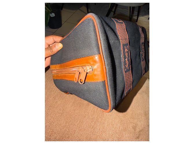 Borsa da viaggio Yves Saint Laurent in tela monogram Marrone Nero - vista 7