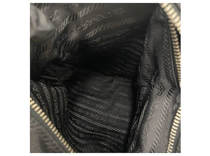 Borsa Prada in Tessuto con logo triangolare in metallo Nero - vista 10