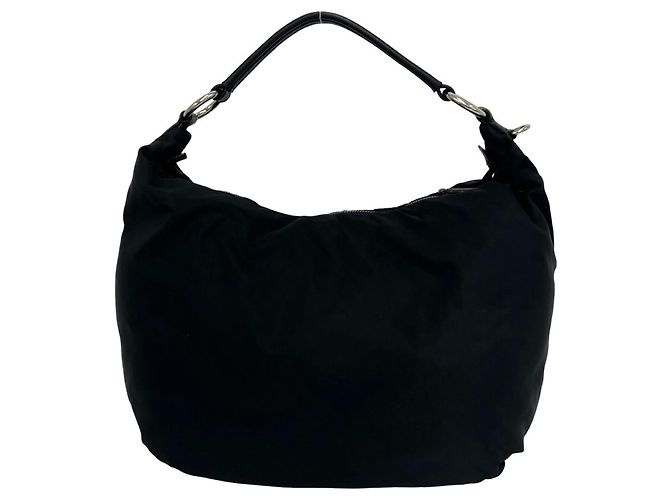 Borsa Prada in Tessuto con logo triangolare in metallo Nero - vista 3