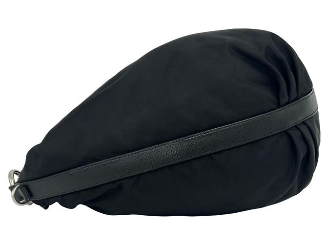 Borsa Prada in Tessuto con logo triangolare in metallo Nero - vista 5