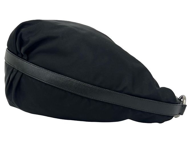 Borsa Prada in Tessuto con logo triangolare in metallo Nero - vista 6