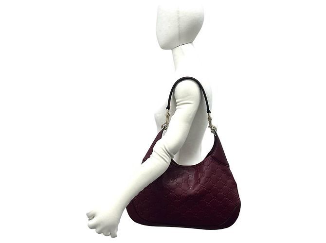 Gucci Guccissima Schultertasche aus Leder Rot Bordeaux - Ansicht 2