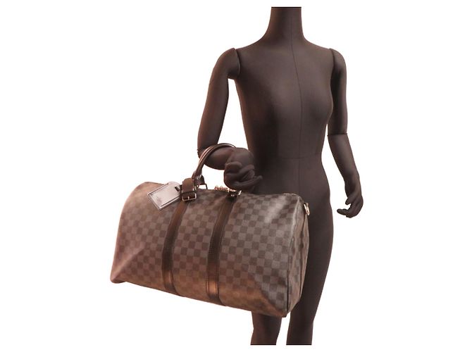 Louis Vuitton Keepall Bandoulière 45 Boston Bag Nero - vista 8