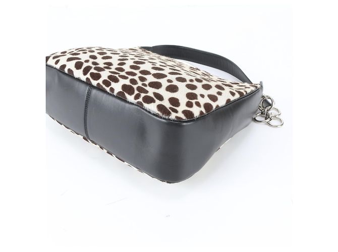Borsa a tracolla con catena in pelle e pelo di vitello YSL Yves Saint Laurent Nero Multicolore - vista 5
