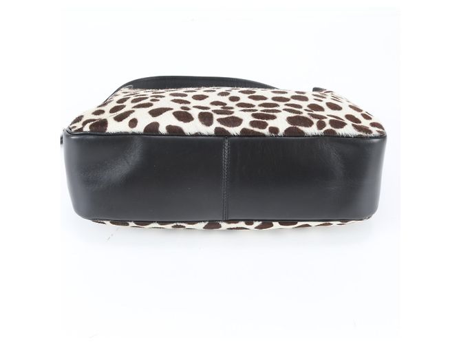 Borsa a tracolla con catena in pelle e pelo di vitello YSL Yves Saint Laurent Nero Multicolore - vista 6