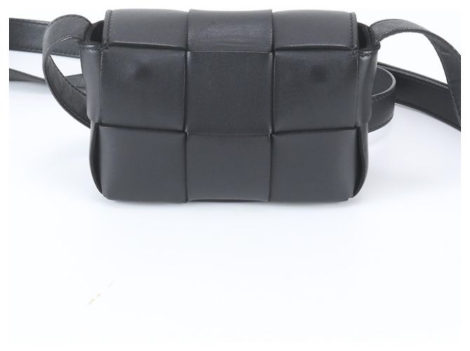 Borsa a tracolla in pelle Bottega Veneta Maxi Intrecciato Candy Cassette Nero - vista 3