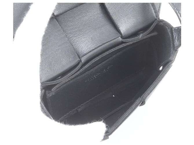 Borsa a tracolla in pelle Bottega Veneta Maxi Intrecciato Candy Cassette Nero - vista 7