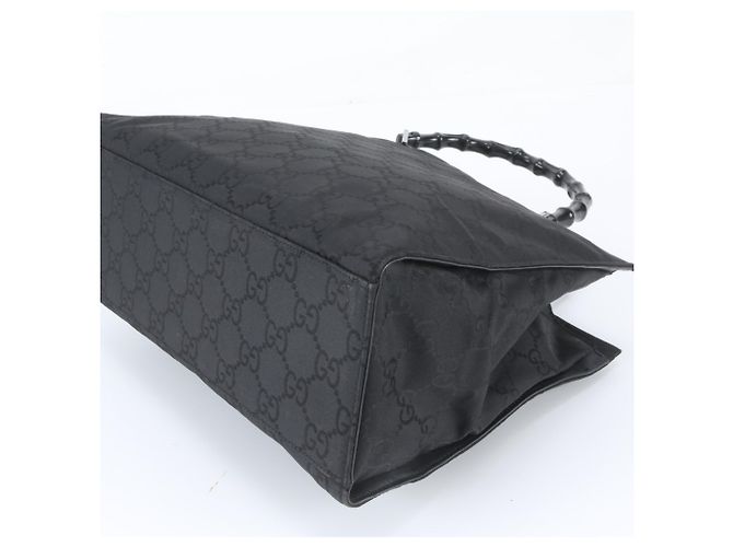 Borsa Tote Gucci Bamboo GG in nylon e pelle Nero - vista 5