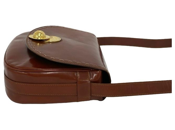 Céline CELINE Starball Circle Logo Schultertasche aus Leder Rot Bordeaux - Ansicht 6