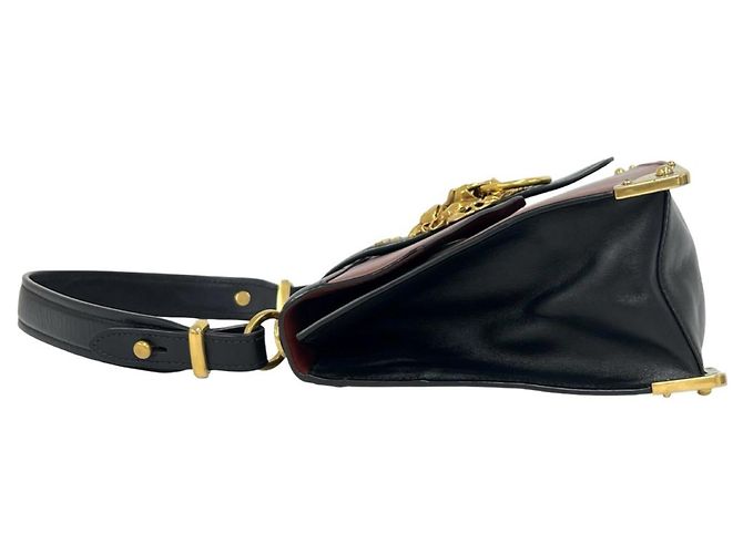 PRADA Cahier Schultertasche Schwarz Rot Bordeaux - Ansicht 5