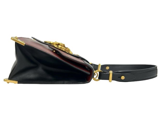 PRADA Cahier Schultertasche Schwarz Rot Bordeaux - Ansicht 6