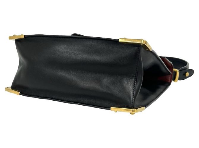PRADA Cahier Schultertasche Schwarz Rot Bordeaux - Ansicht 8