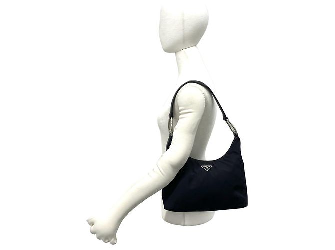 Bolsa de ombro Prada em Tessuto Pocono com placa de logo triangular Preto - vista 2