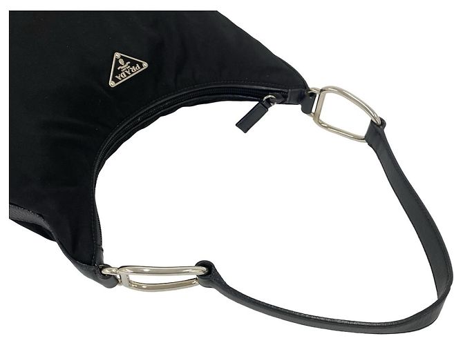 Bolsa de ombro Prada em Tessuto Pocono com placa de logo triangular Preto - vista 4