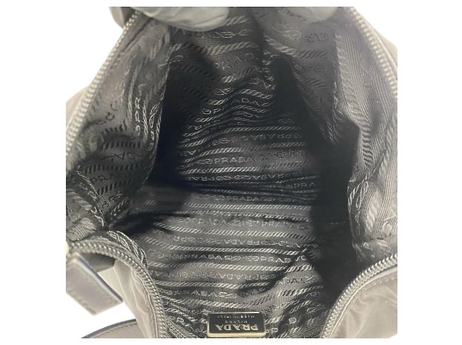Bolsa de ombro Prada em Tessuto Pocono com placa de logo triangular Preto - vista 9