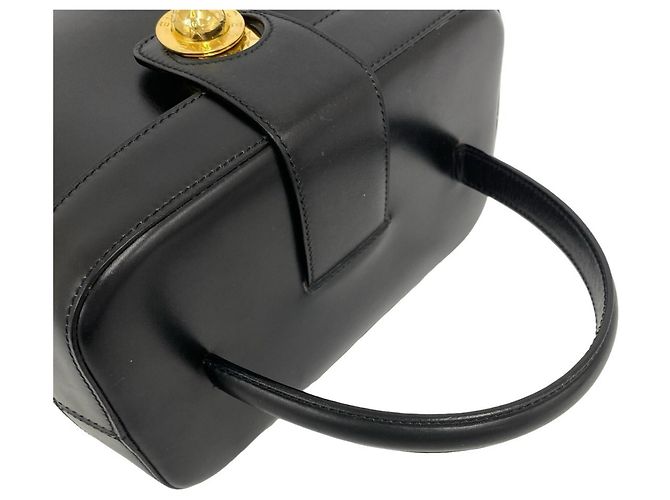 Céline Celine Vintage Starball Logo Hardware Lederhandtasche Schwarz - Ansicht 4