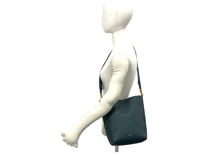 Céline Bolso bucket Celine Sangle de piel grabada Verde - vista 2