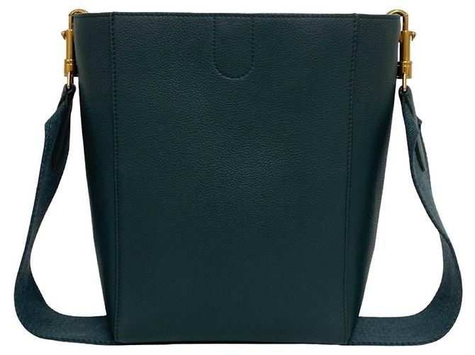 Céline Bolso bucket Celine Sangle de piel grabada Verde - vista 3
