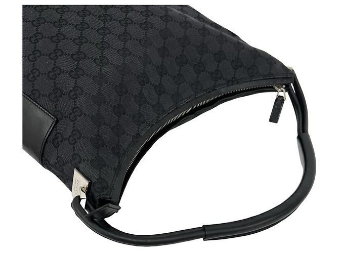 Gucci Tote aus Leder und Canvas mit GG Logo Muster Schwarz - Ansicht 4