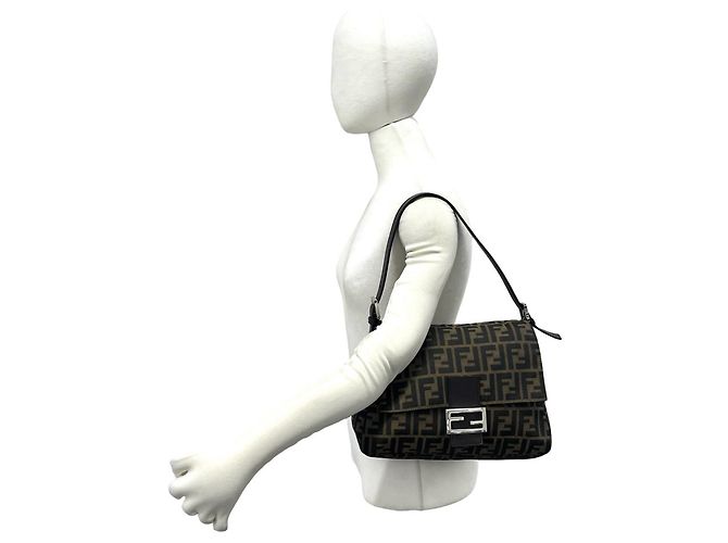 Fendi Mamma Bucket Zucca FF Logo Hardware Schultertasche Braun Schwarz - Ansicht 2