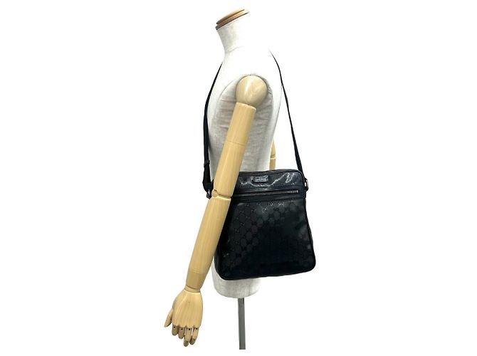 Borsa a tracolla Gucci GG Imprimé in pelle nera Nero - vista 2