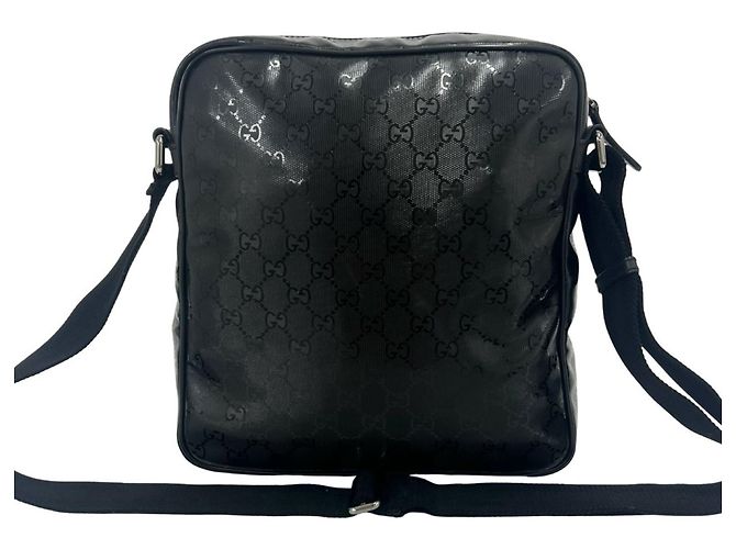 Borsa a tracolla Gucci GG Imprimé in pelle nera Nero - vista 3