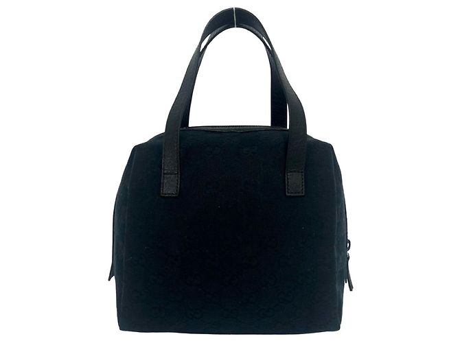 Sac à main Gucci en cuir et toile GG Pattern Noir - vue 3