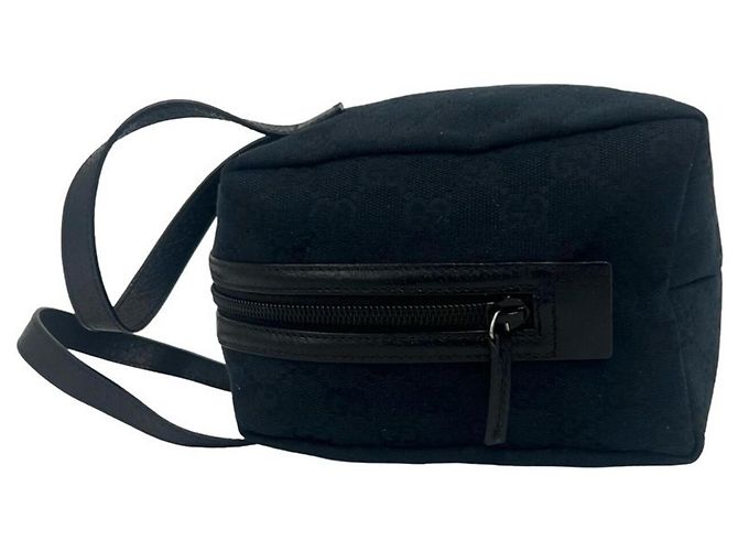 Sac à main Gucci en cuir et toile GG Pattern Noir - vue 5