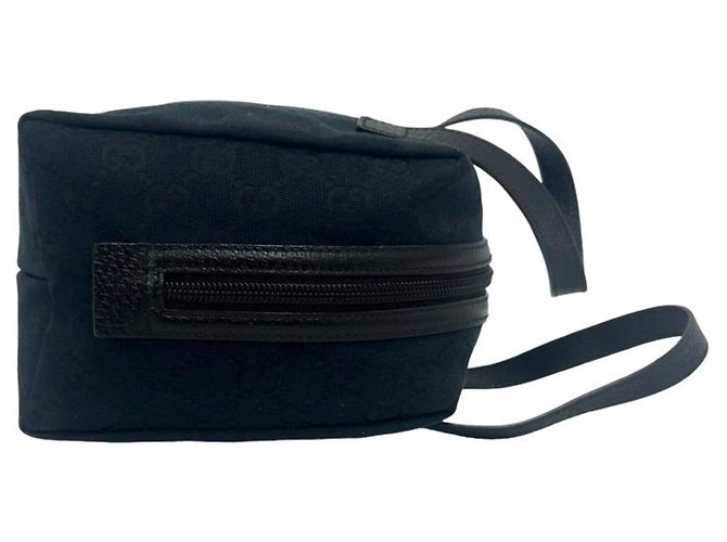 Sac à main Gucci en cuir et toile GG Pattern Noir - vue 6