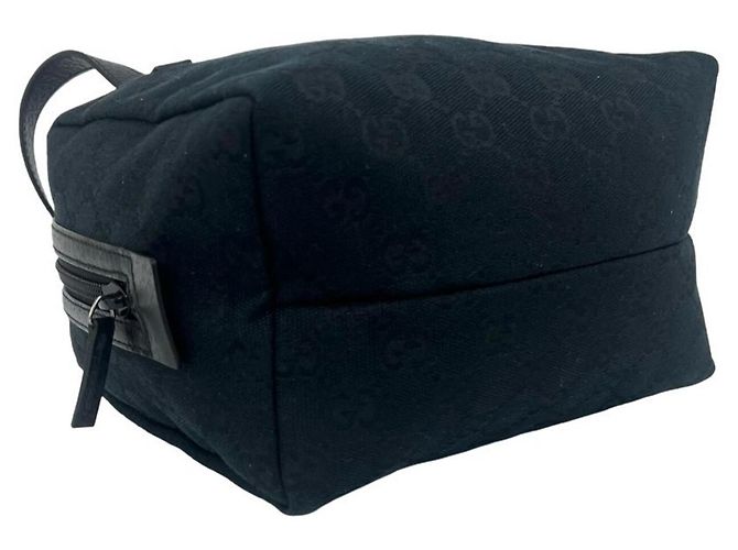 Sac à main Gucci en cuir et toile GG Pattern Noir - vue 7