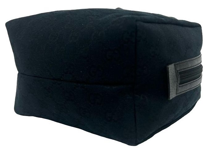 Sac à main Gucci en cuir et toile GG Pattern Noir - vue 8