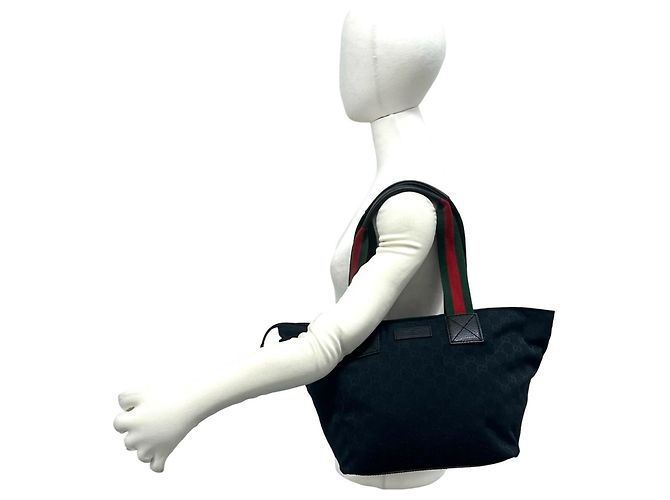 Gucci Sherry Line GG Canvas Handtasche Schwarz Rot Grün - Ansicht 2