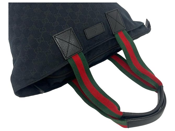 Gucci Sherry Line GG Canvas Handtasche Schwarz Rot Grün - Ansicht 4
