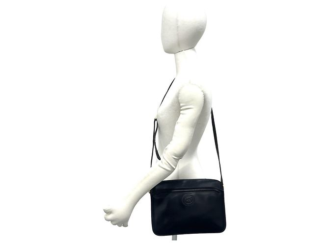 Gucci Vintage Interlocking G Schultertasche aus Leder Schwarz - Ansicht 2