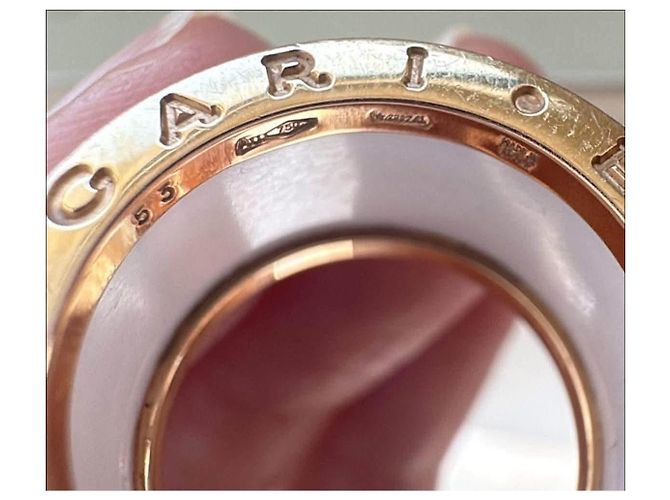 Bulgari Anello B.zero1 in ceramica bianca e oro giallo Bianco D'oro - vista 4