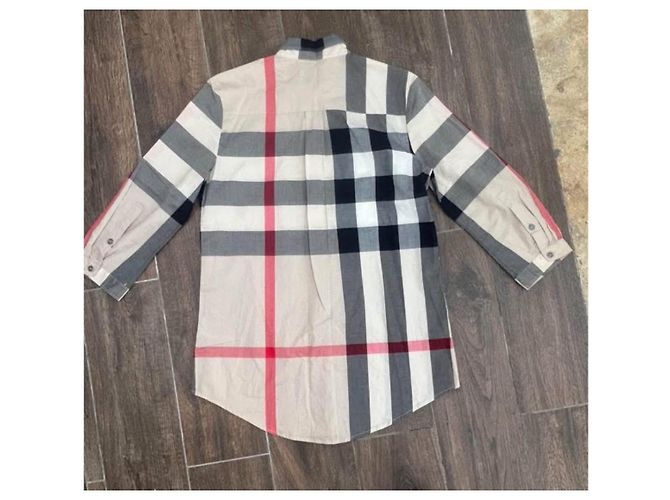Camisa Túnica em Algodão Burberry Brit Check Preto Vermelho Bege Cinza - vista 6
