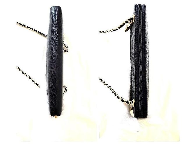 Chanel Timeless Classic Caviar Leather Zip Around Wallet On Chain Black - view 10