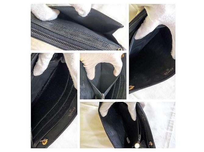 Chanel Timeless Classic Caviar Leather Zip Around Wallet On Chain Black - view 6