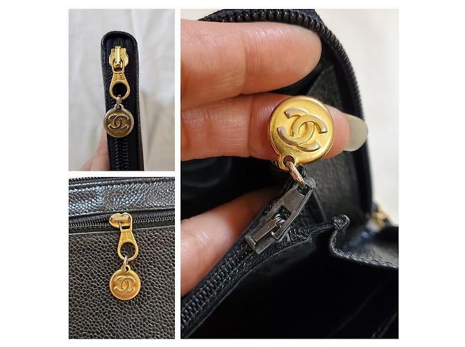 Chanel Timeless Classic Caviar Leather Zip Around Wallet On Chain Black - view 8