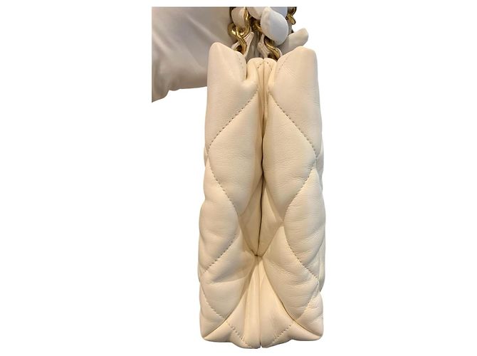 Chanel Small Shopping Bag aus gestepptem Lammleder Weiß - Ansicht 13
