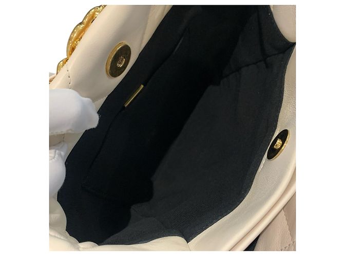 Chanel Small Shopping Bag aus gestepptem Lammleder Weiß - Ansicht 17