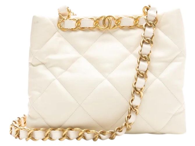 Chanel Small Shopping Bag aus gestepptem Lammleder Weiß - Ansicht 2