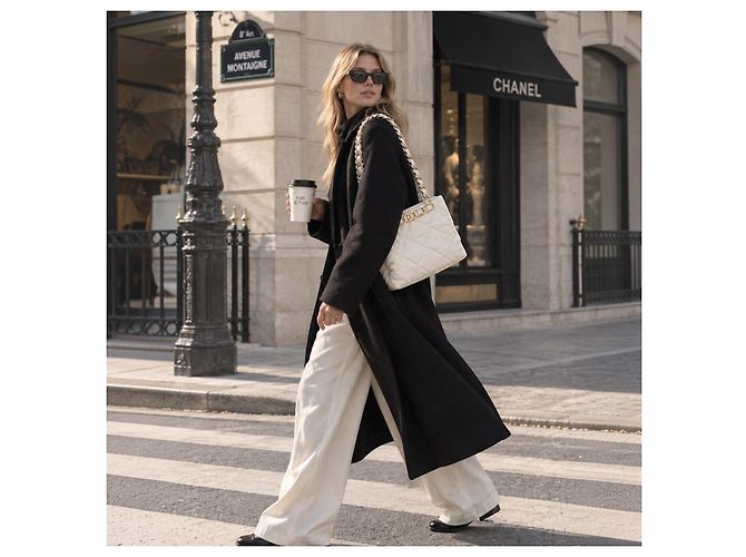Chanel Small Shopping Bag aus gestepptem Lammleder Weiß - Ansicht 4