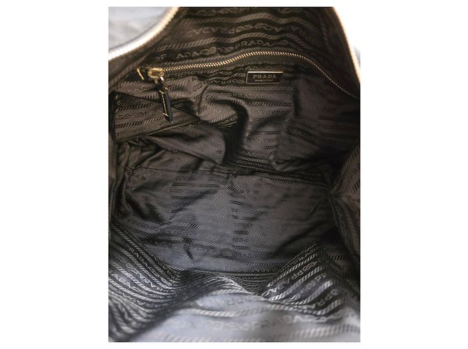 Prada Hobo-Taschen Nylon Leder Dunkelblau - Ansicht 11