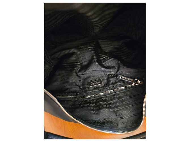 Prada Hobo-Taschen Nylon Leder Dunkelblau - Ansicht 12