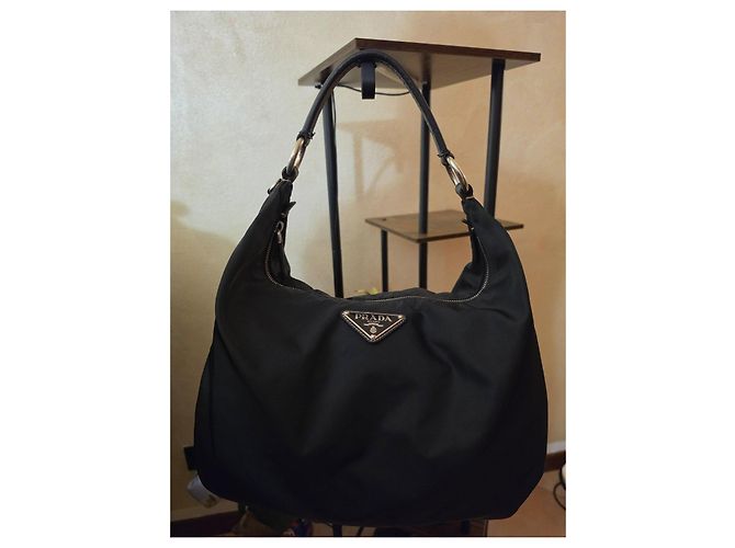 Prada Hobo-Taschen Nylon Leder Dunkelblau - Ansicht 16