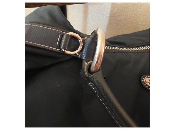 Prada Hobo-Taschen Nylon Leder Dunkelblau - Ansicht 8