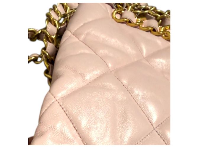 Timeless Borsa Shopping Tote Chanel CC Logo Matelasse Lambskin Chain Rosa - vista 5