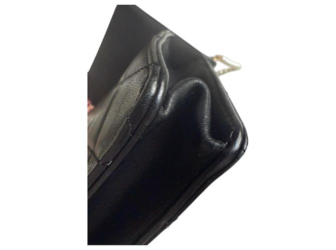Timeless Chanel gesteppte Ziegenleder-Klapptasche mit Perlenkette Schwarz - Ansicht 10